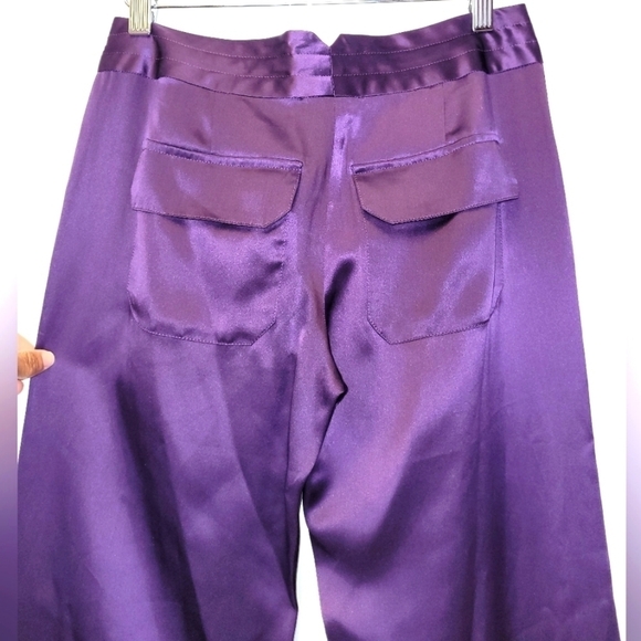 Michelle Farmer Silk Charmeuse Pants In Plum Size X-Small - Picture 9 of 16